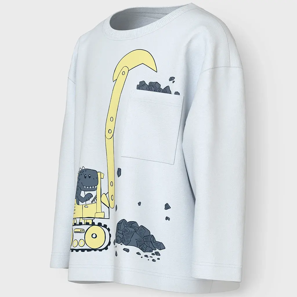 Longsleeve Vilian (bright white tractor dino)