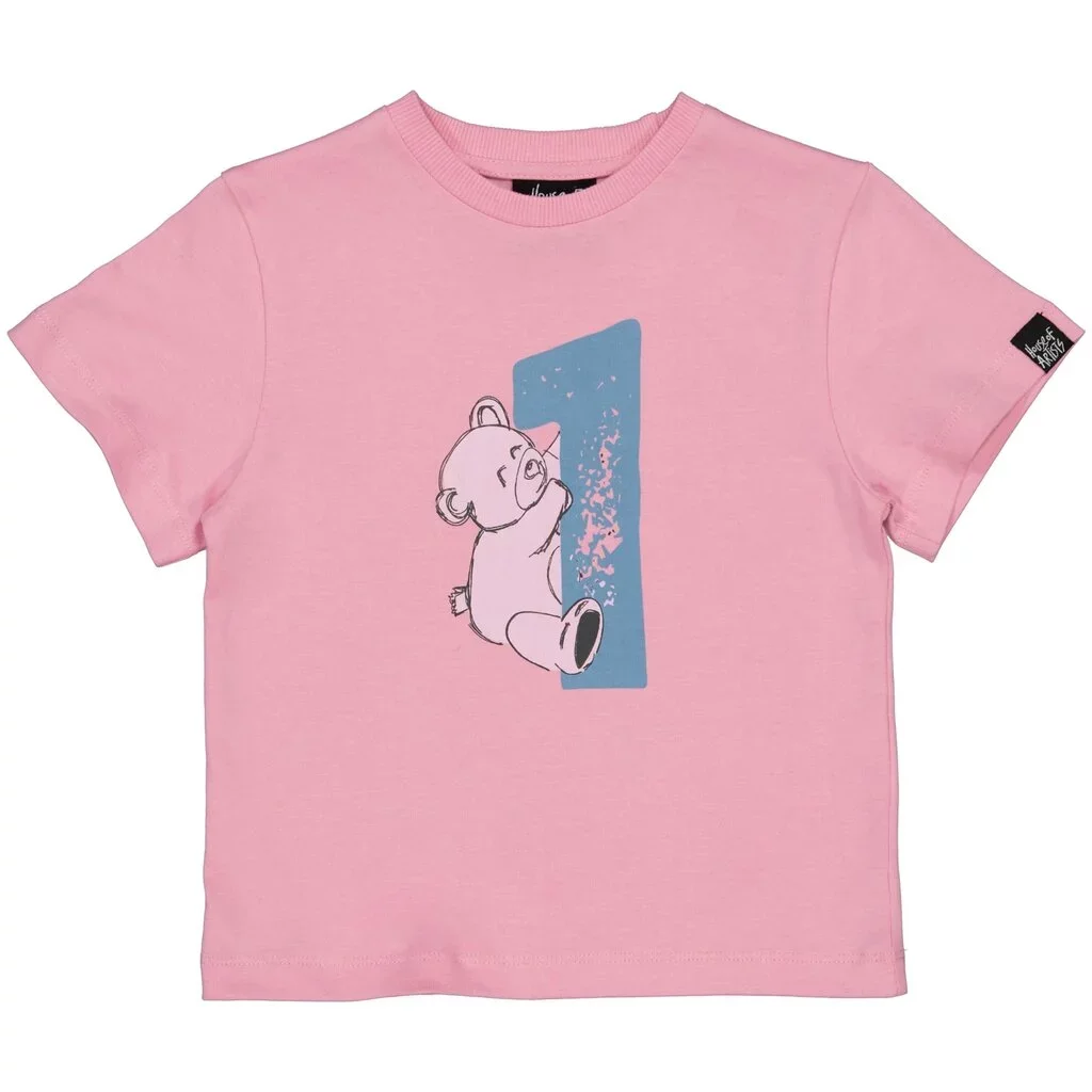 B-Day t-shirt "1" in kadoverpakking (old pink)