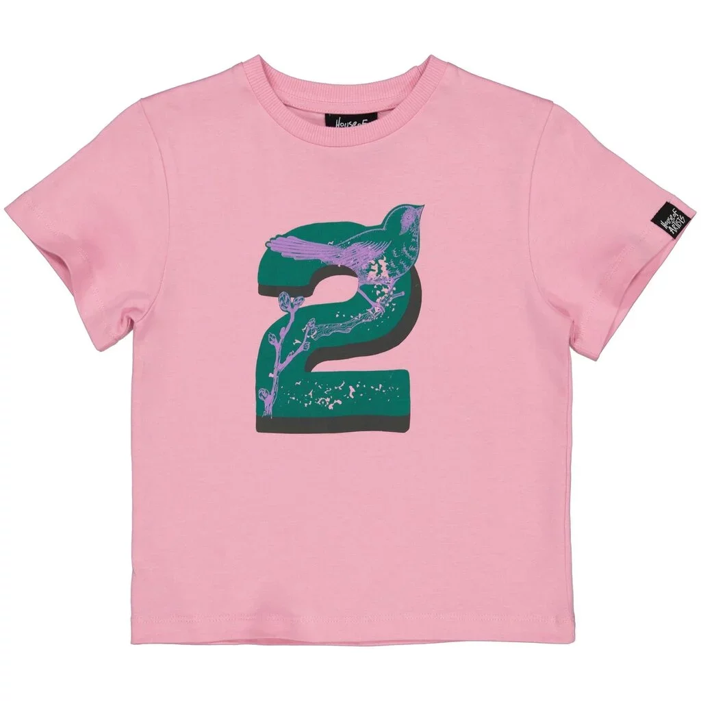 B-Day t-shirt "2" in kadoverpakking (old pink)