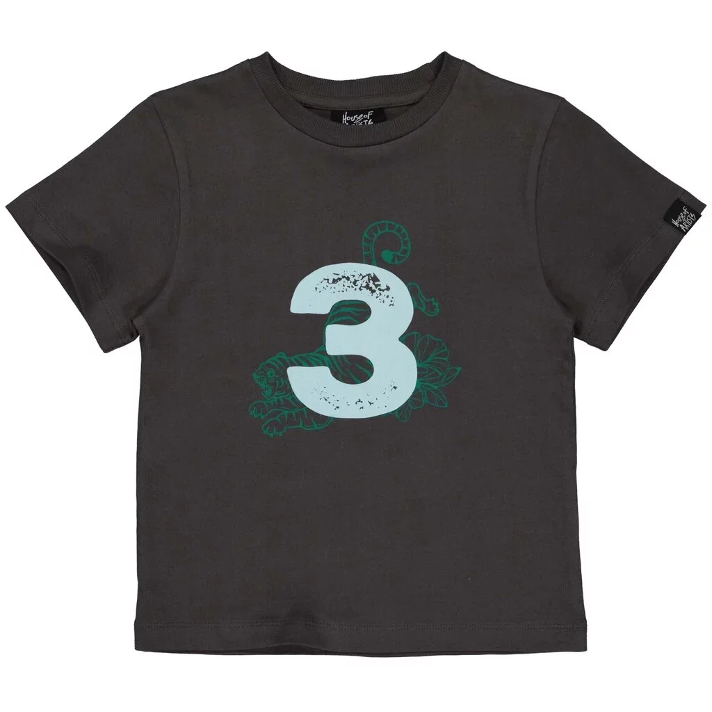 B-Day t-shirt "3" in kadoverpakking (dark grey)