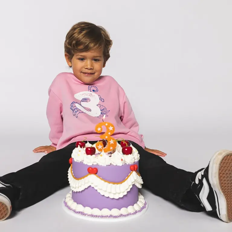 Verjaardagstrui "3" in kadoverpakking (old pink)