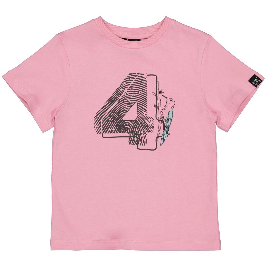 B-Day t-shirt "4" in kadoverpakking (old pink)