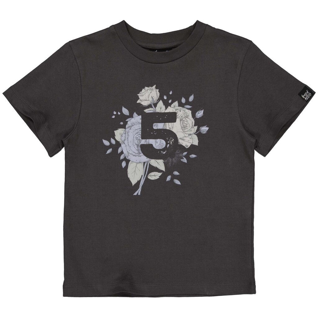 B-Day t-shirt "5" in kadoverpakking (dark grey)