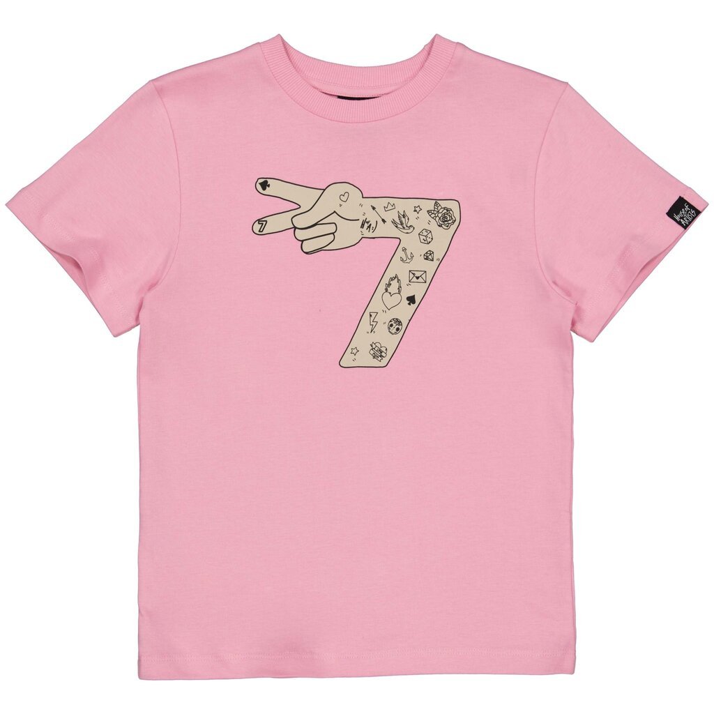 B-Day t-shirt "7" in kadoverpakking (old pink)