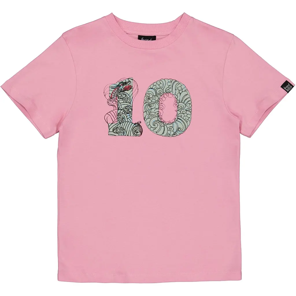 B-Day t-shirt "10" in kadoverpakking (old pink)