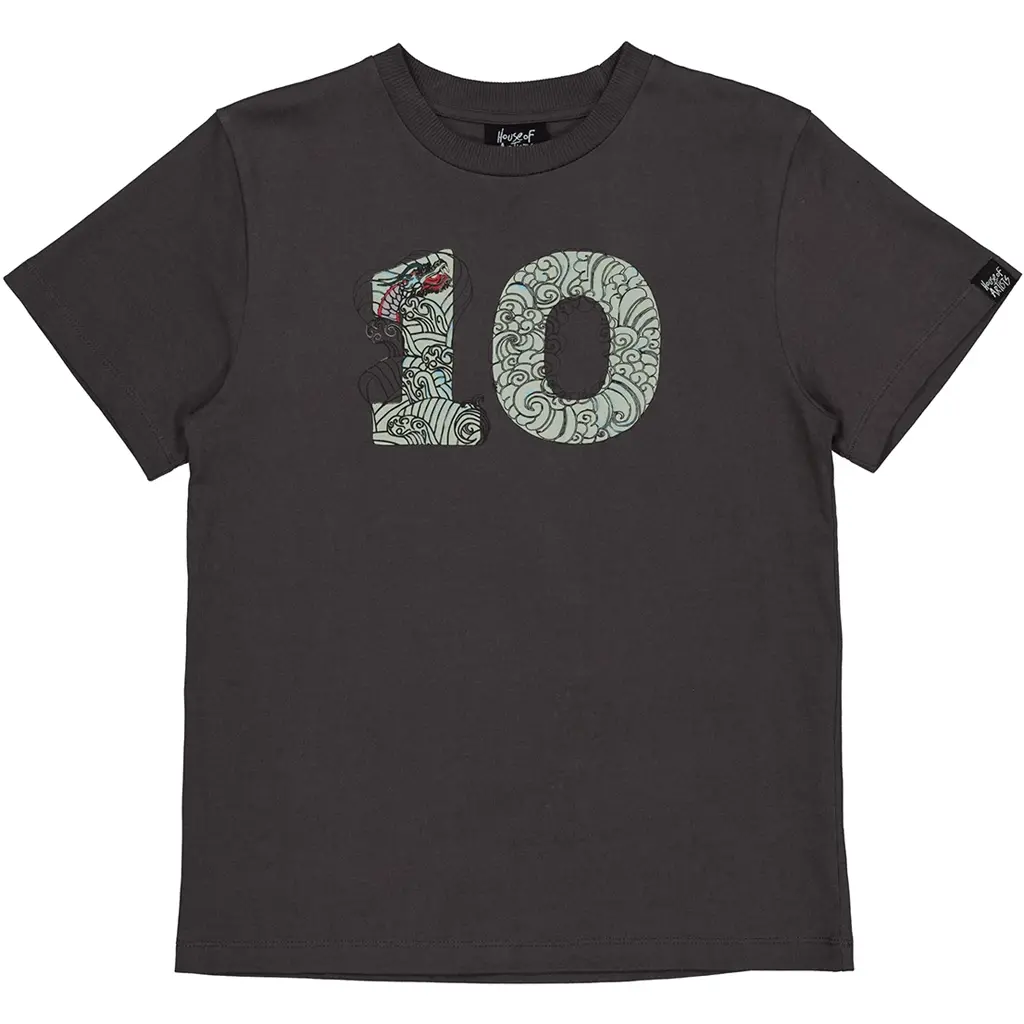 B-Day t-shirt "10" in kadoverpakking (dark grey)