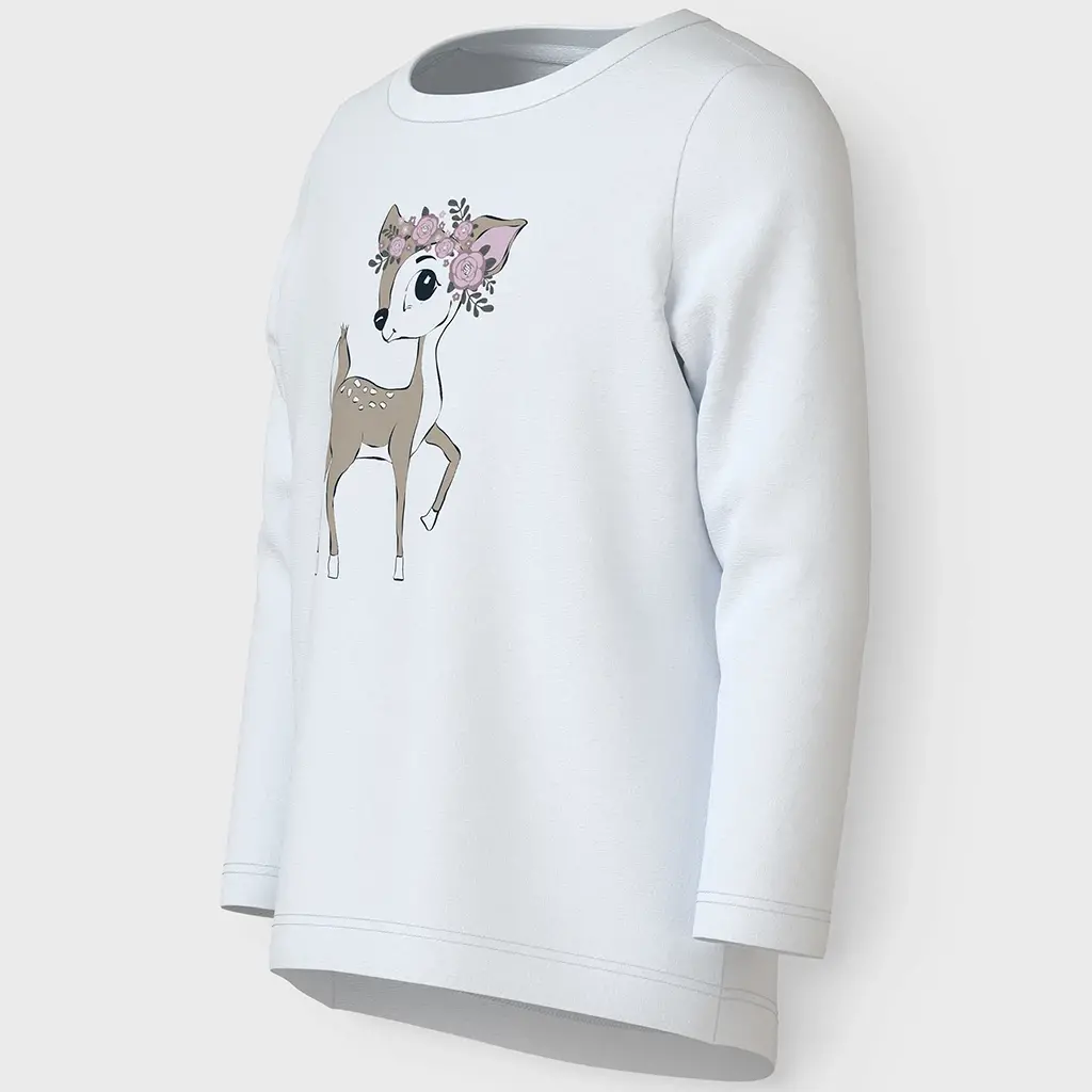 Longsleeve Vix (bright white flower deer)