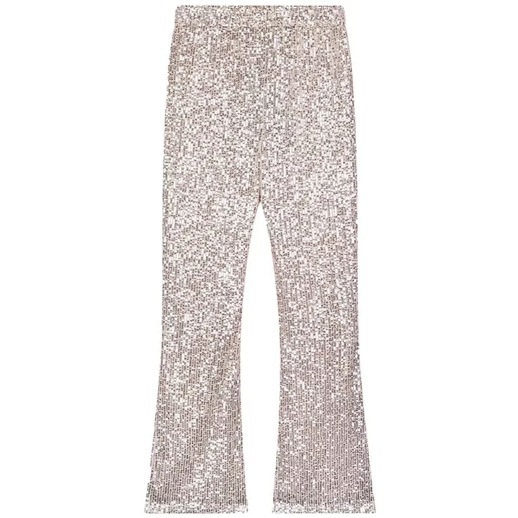 Broek Sady flared sequins (light gold)