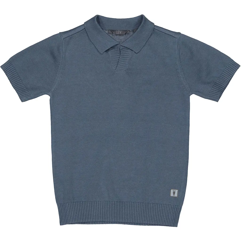 Gebreide polo Siebe (mid blue)