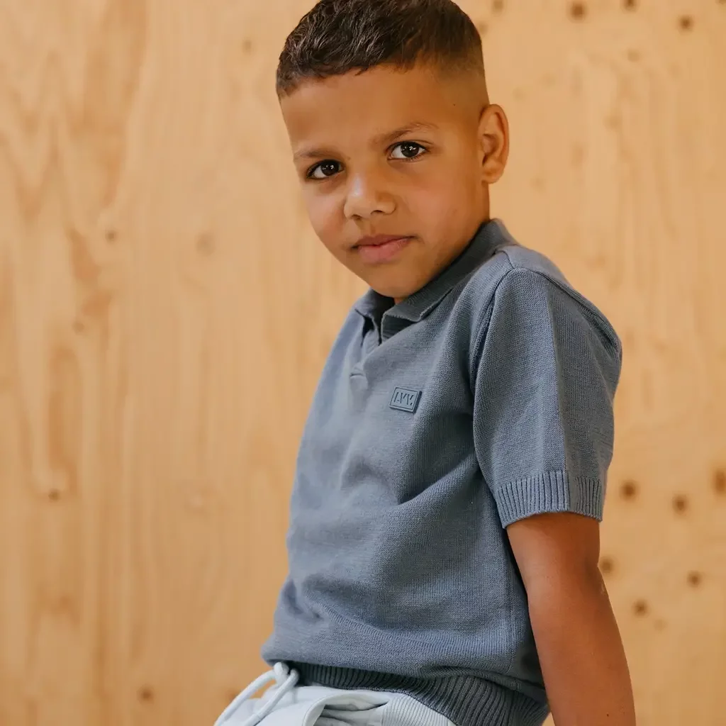 Gebreide polo Siebe (mid blue)