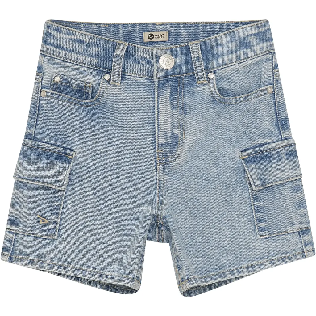 Korte spijkerbroek cargo (medium denim)