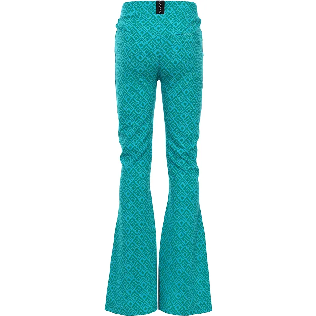 Broek flared (green aztec)