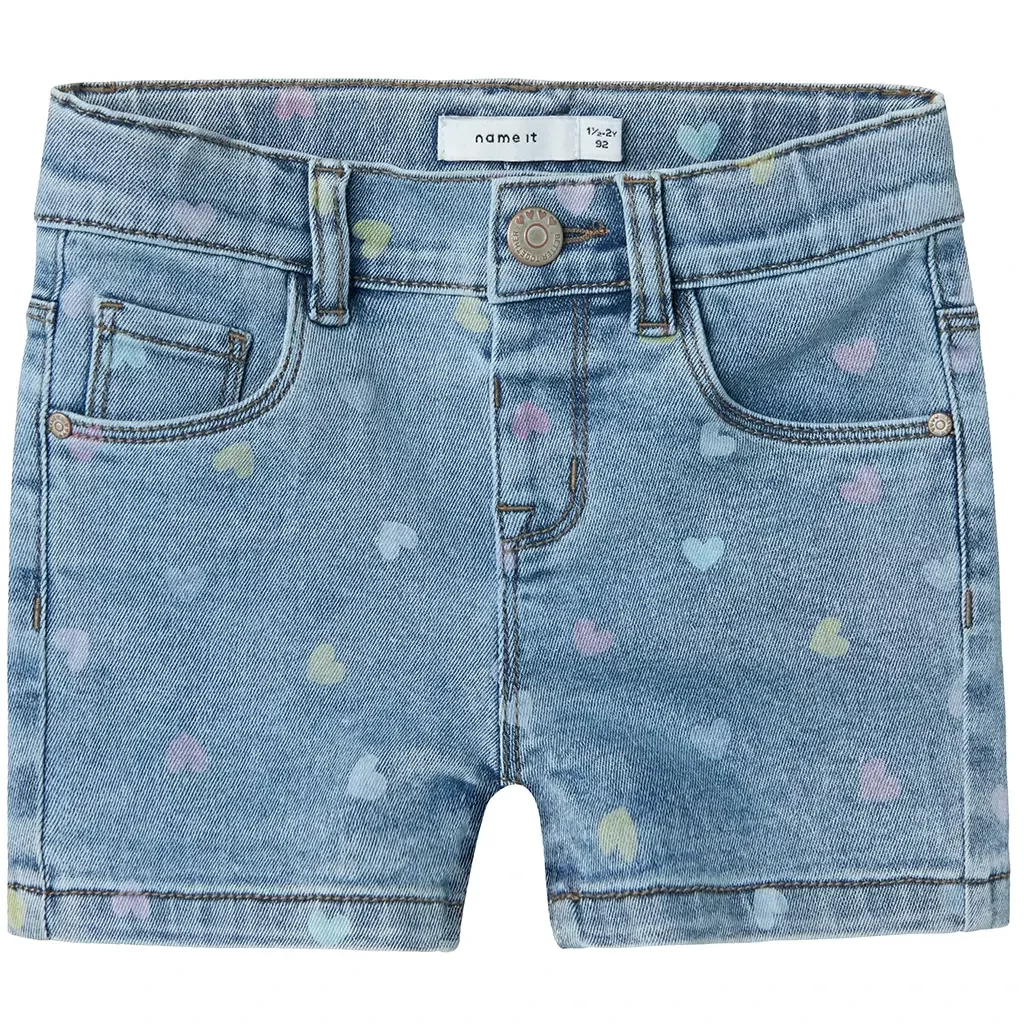 Korte spijkerbroek SLIM FIT Salli (medium blue denim hearts)