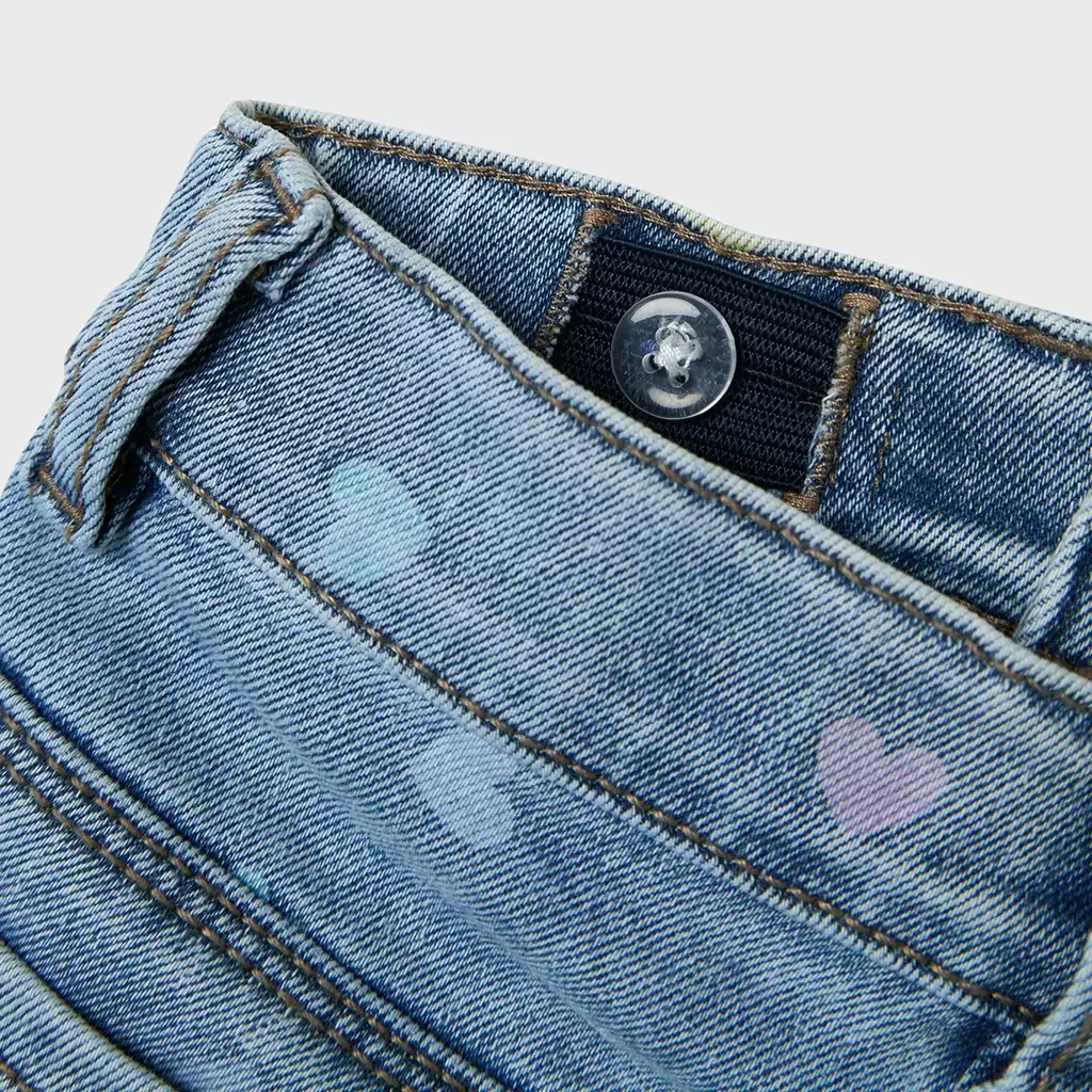 Korte spijkerbroek SLIM FIT Salli (medium blue denim hearts)