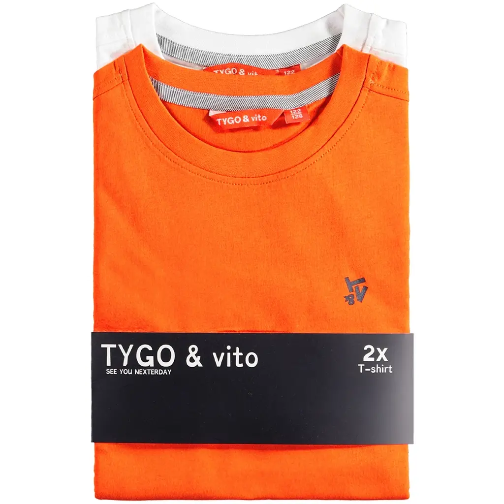 Twee t-shirts SET (orange/white)