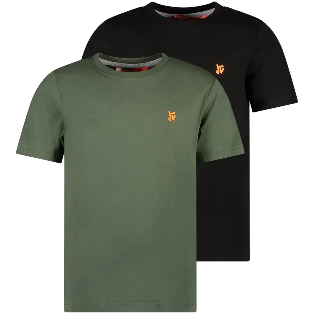 Twee t-shirts SET (black/storm green)