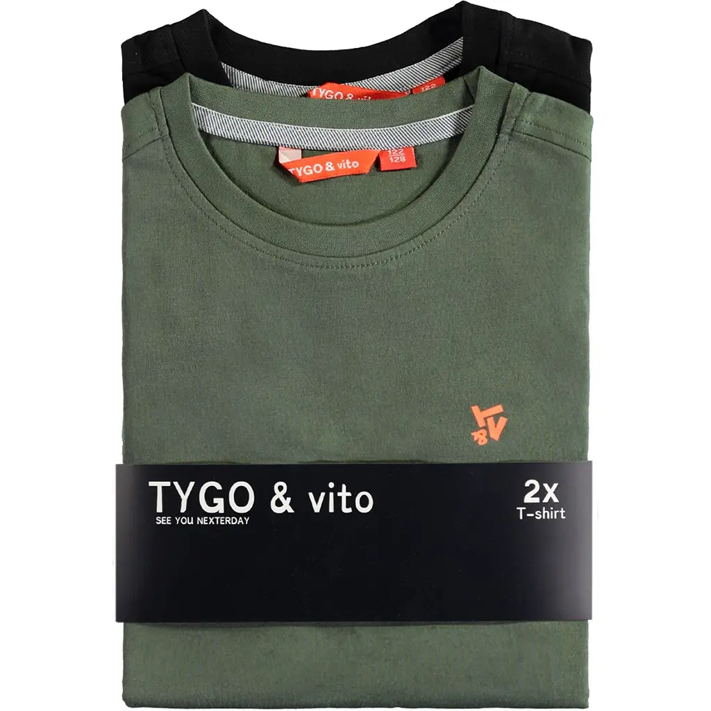 Twee t-shirts SET (black/storm green)