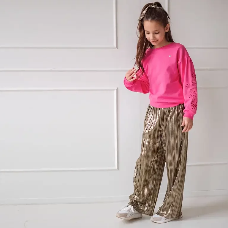 Broek Fenna metallic plissé (army)