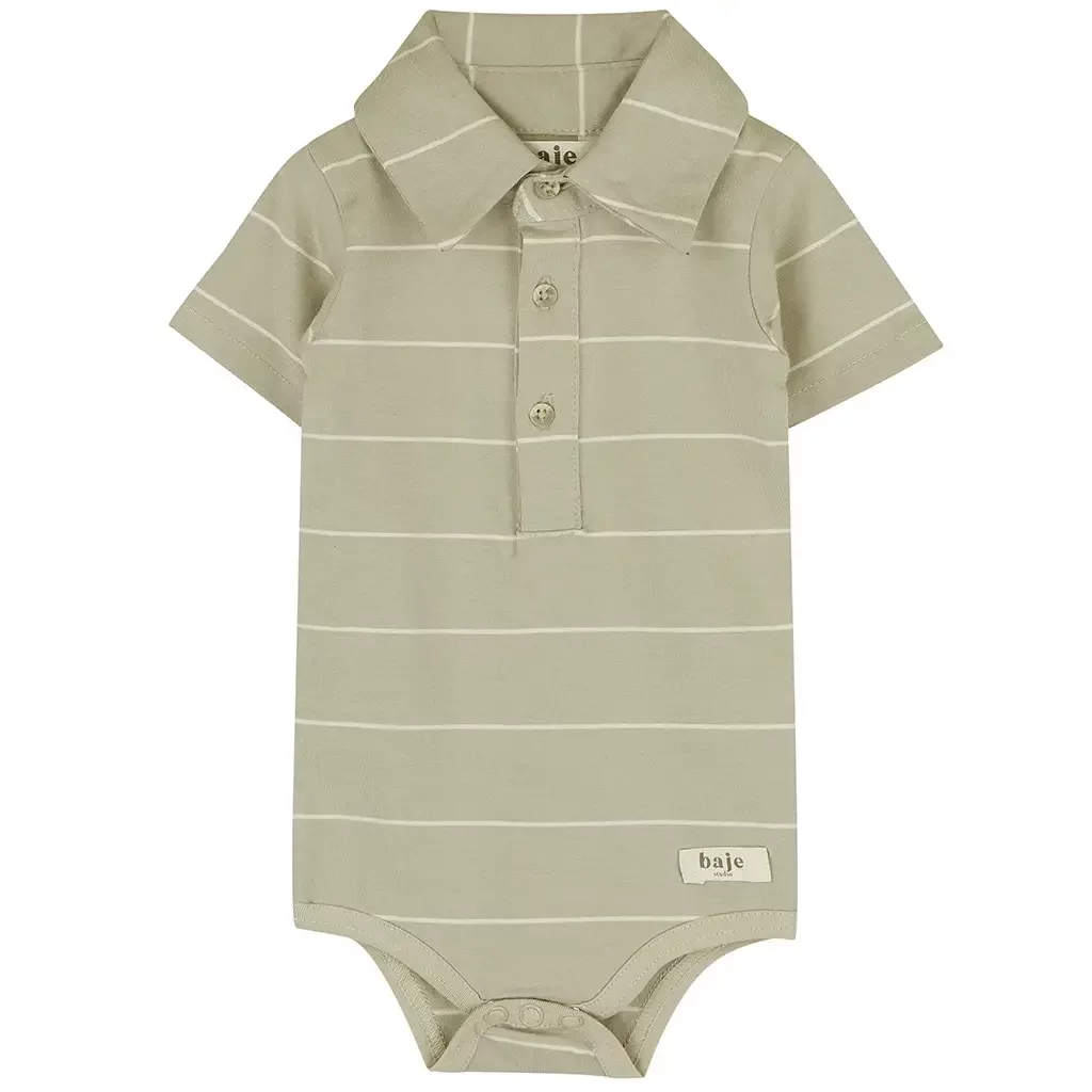 Rompertje polo Meco (taupe clay stripe)