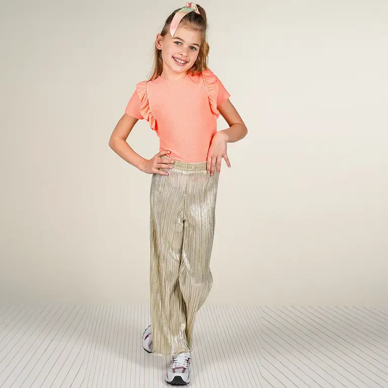 Broek plissé Palomi metallic (light gold)