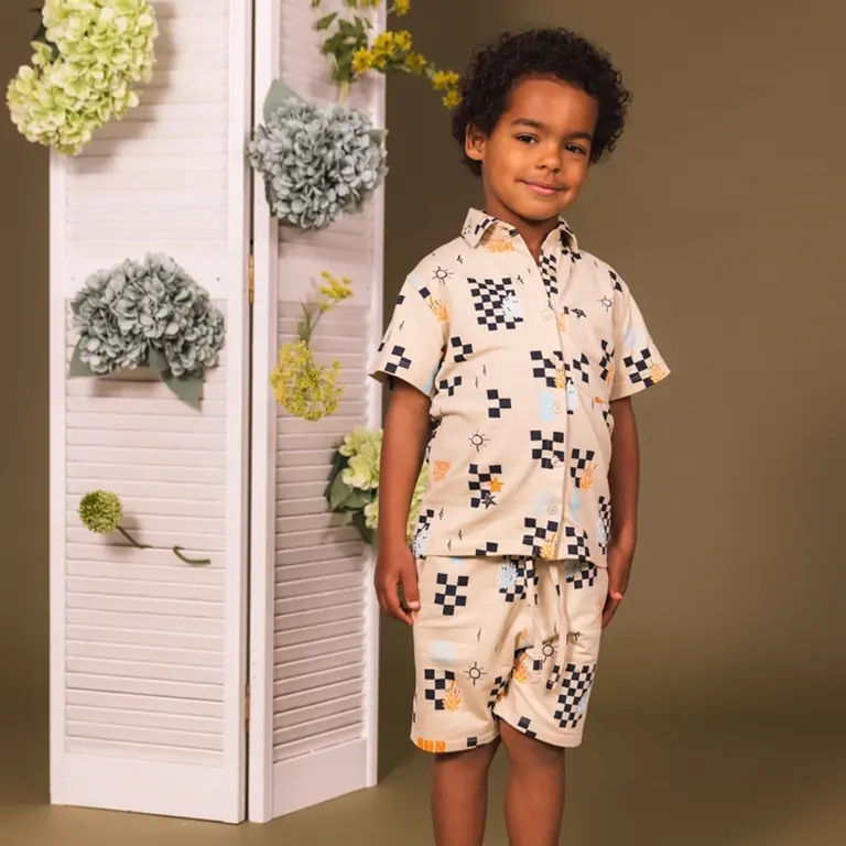 Overhemd t-shirt Frans (aop sand check)