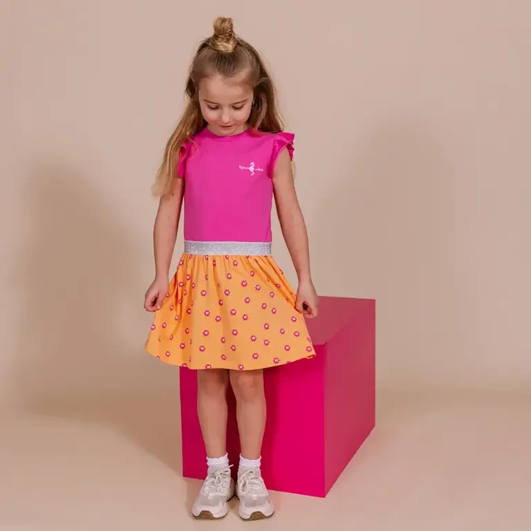 Jurk Fabienna (aop orange sketch)