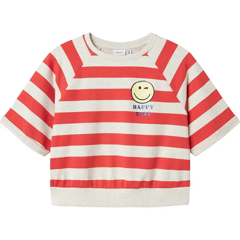 T-shirt sweat CROPPED Happy (spiced coral)