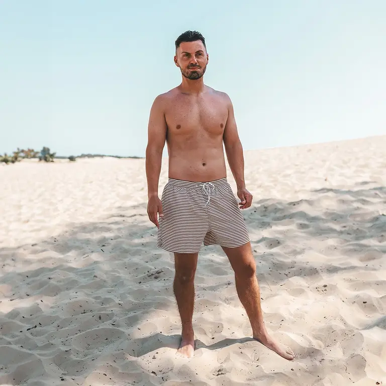 VADER Zwembroek Rib Stripe (carob brown)