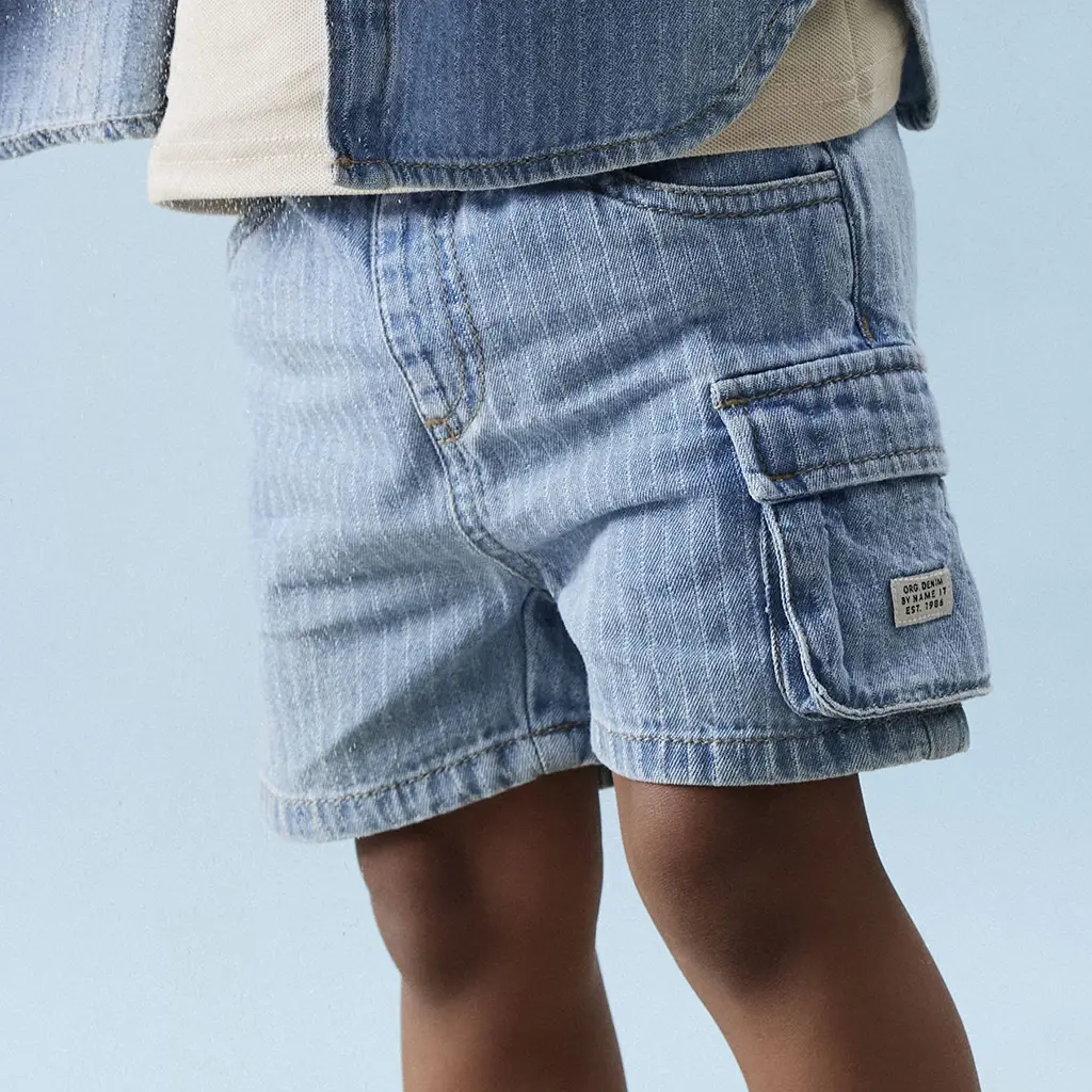 Korte jog jeans Ryan (light blue denim stripes)