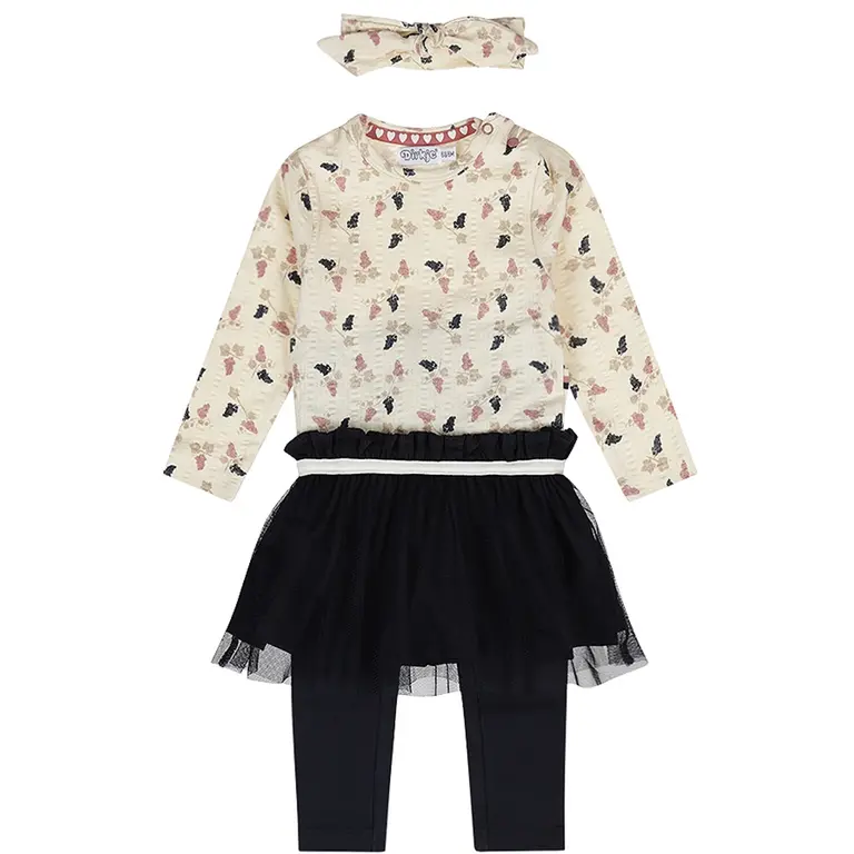 Jurk met legging en haarbandje (off white)