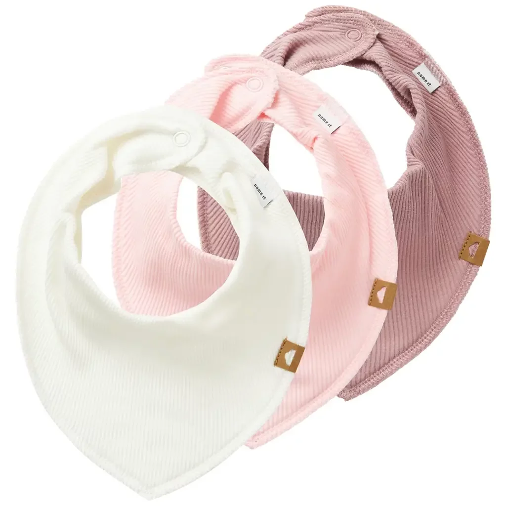 Drie slabbetjes Yvetti (parfait pink/deauville mauve/jet stream)