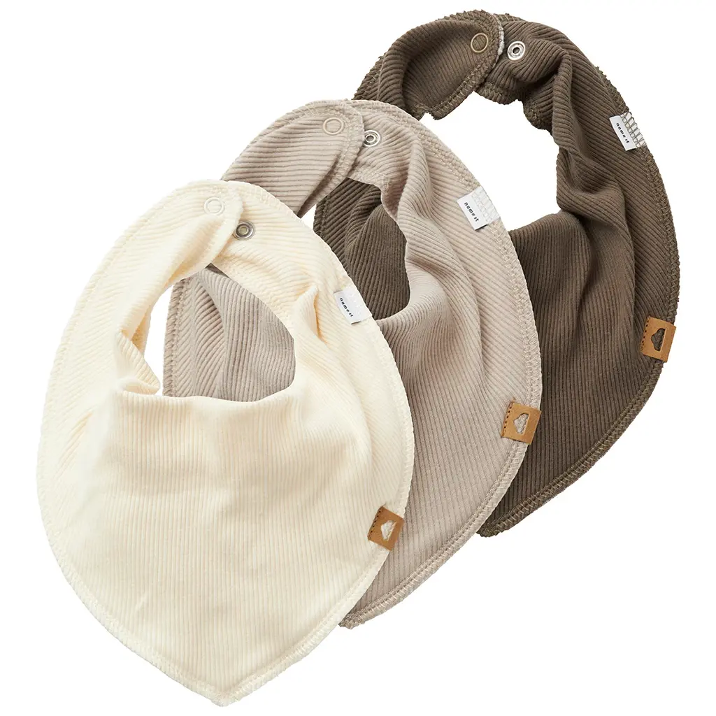 Drie slabbetjes (pure cashmere/bunee cord/summer sand)