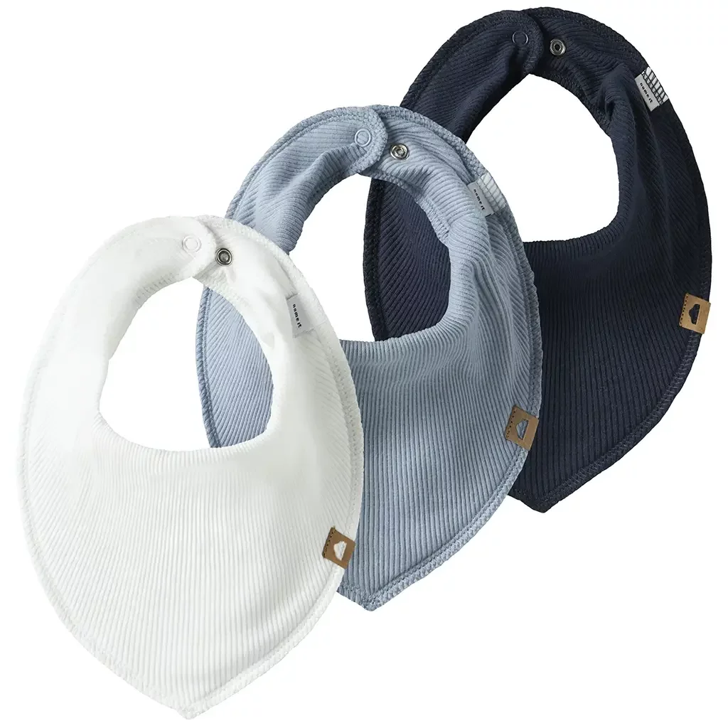 Drie slabbetjes (cloud dancer/dusty blue/navy blazer)