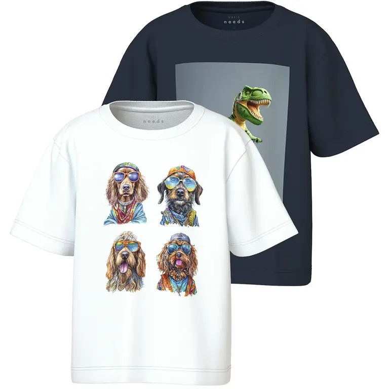 Twee t-shirts Voto (bright white/navy blazer dino bike)