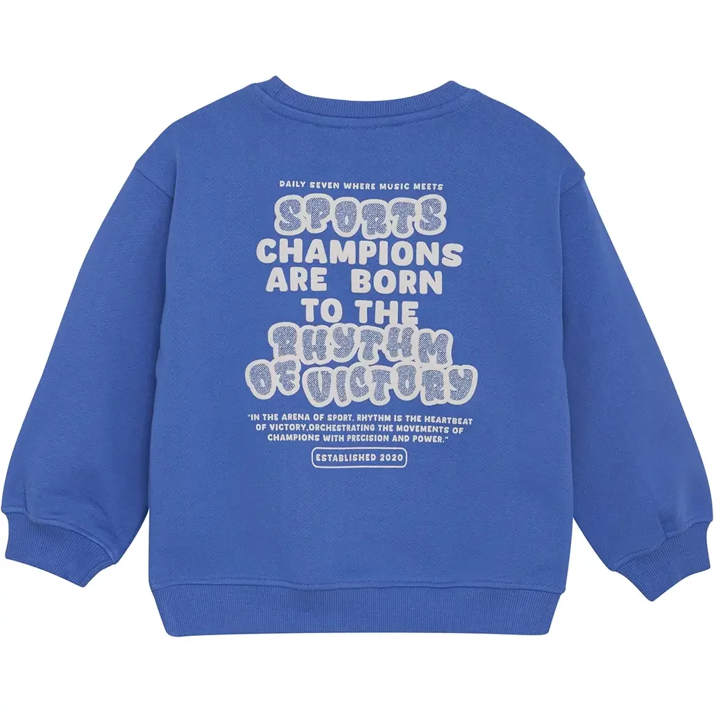 Trui oversized backprint (dusty kobalt)