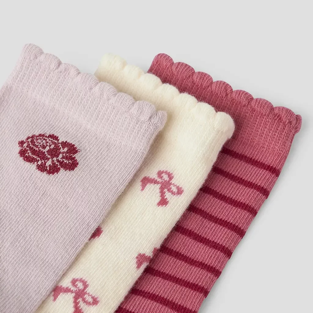 Drie paar sokken Kimi (cloud dancer/burnsihed lilac/rapture rose)