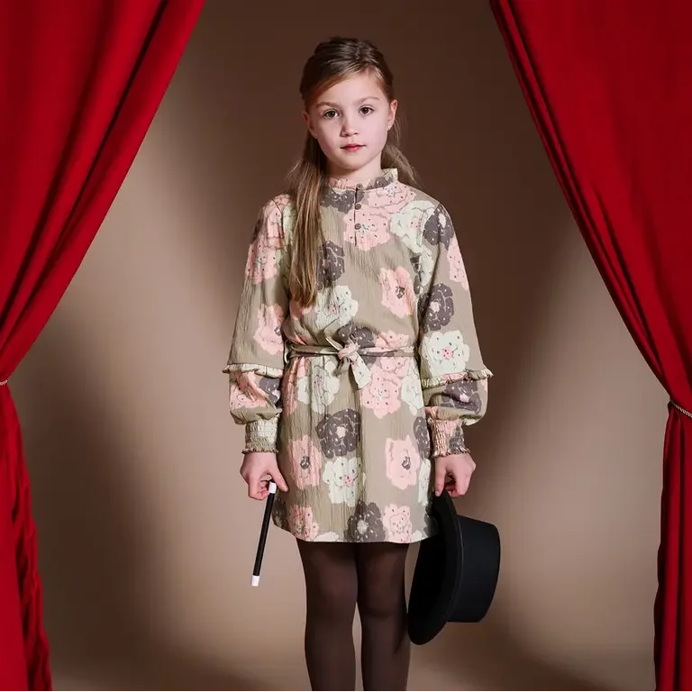 Jurk Hailey (aop green flower)