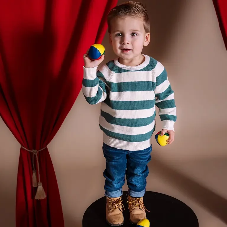 Gebreide trui Ingmar (aop green stripe)