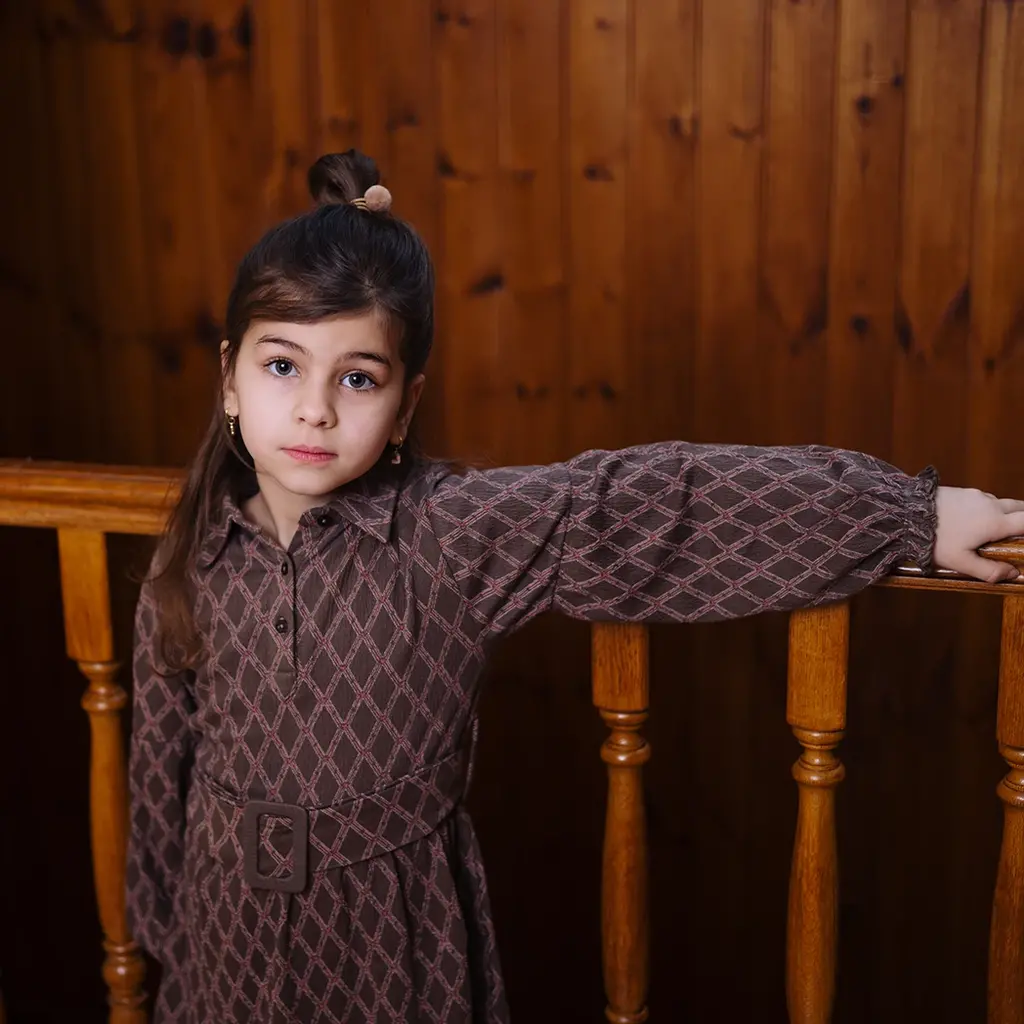 Jurk Vajen (aop taupe lines)