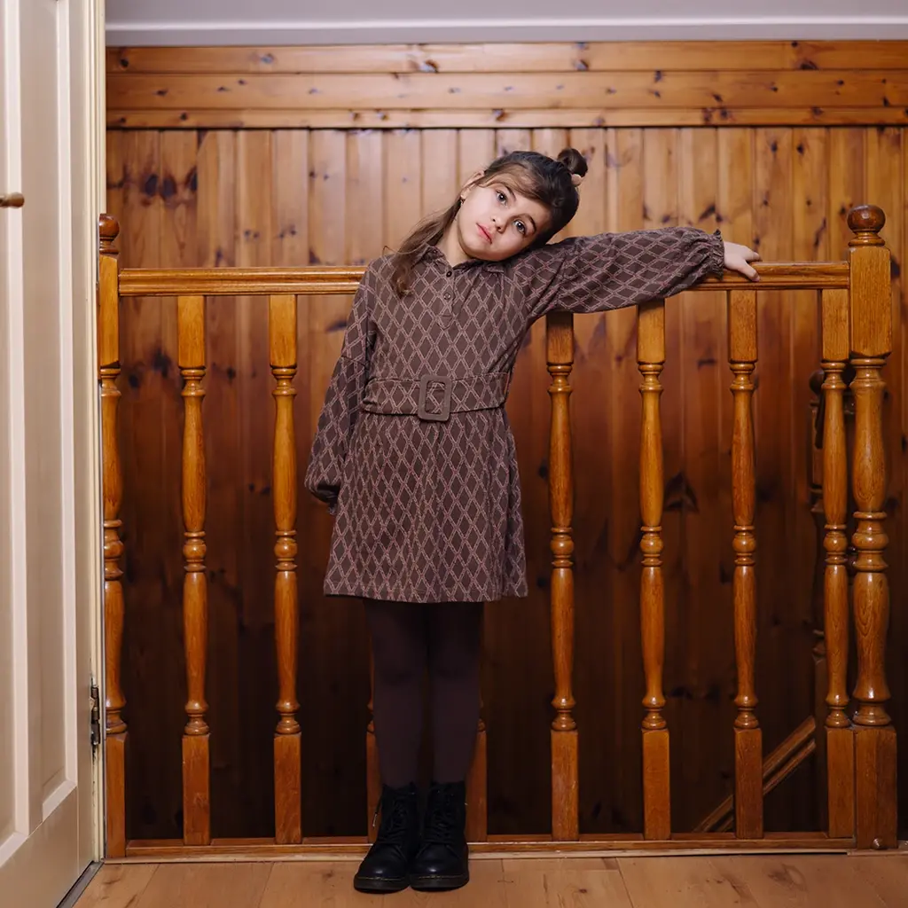 Jurk Vajen (aop taupe lines)