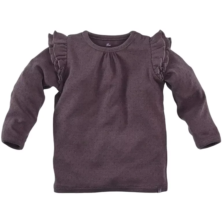 Longsleeve pointelle ruffle Neva (frosted plum)
