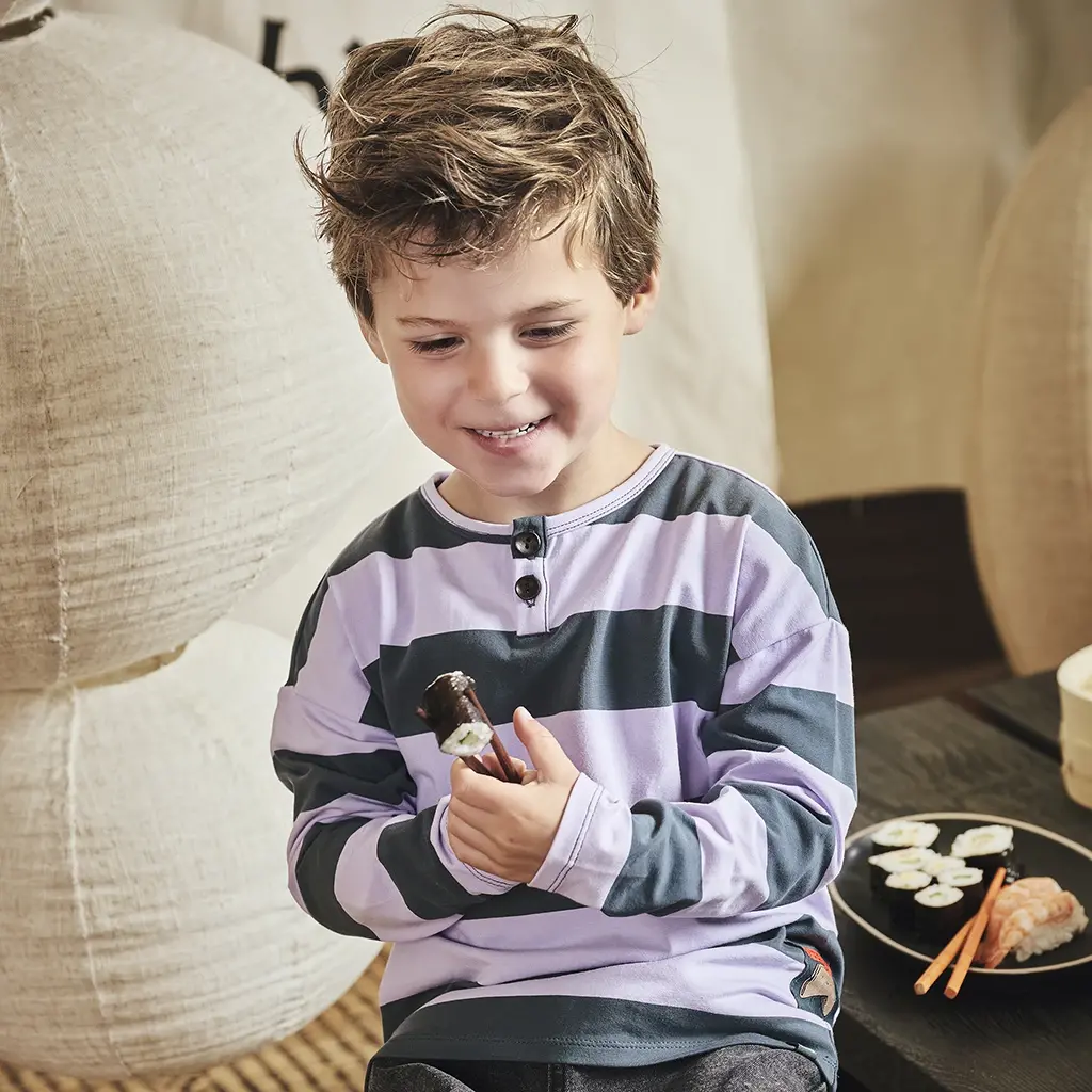 Longsleeve streep Isaac (seafoam shadow/morning violet)