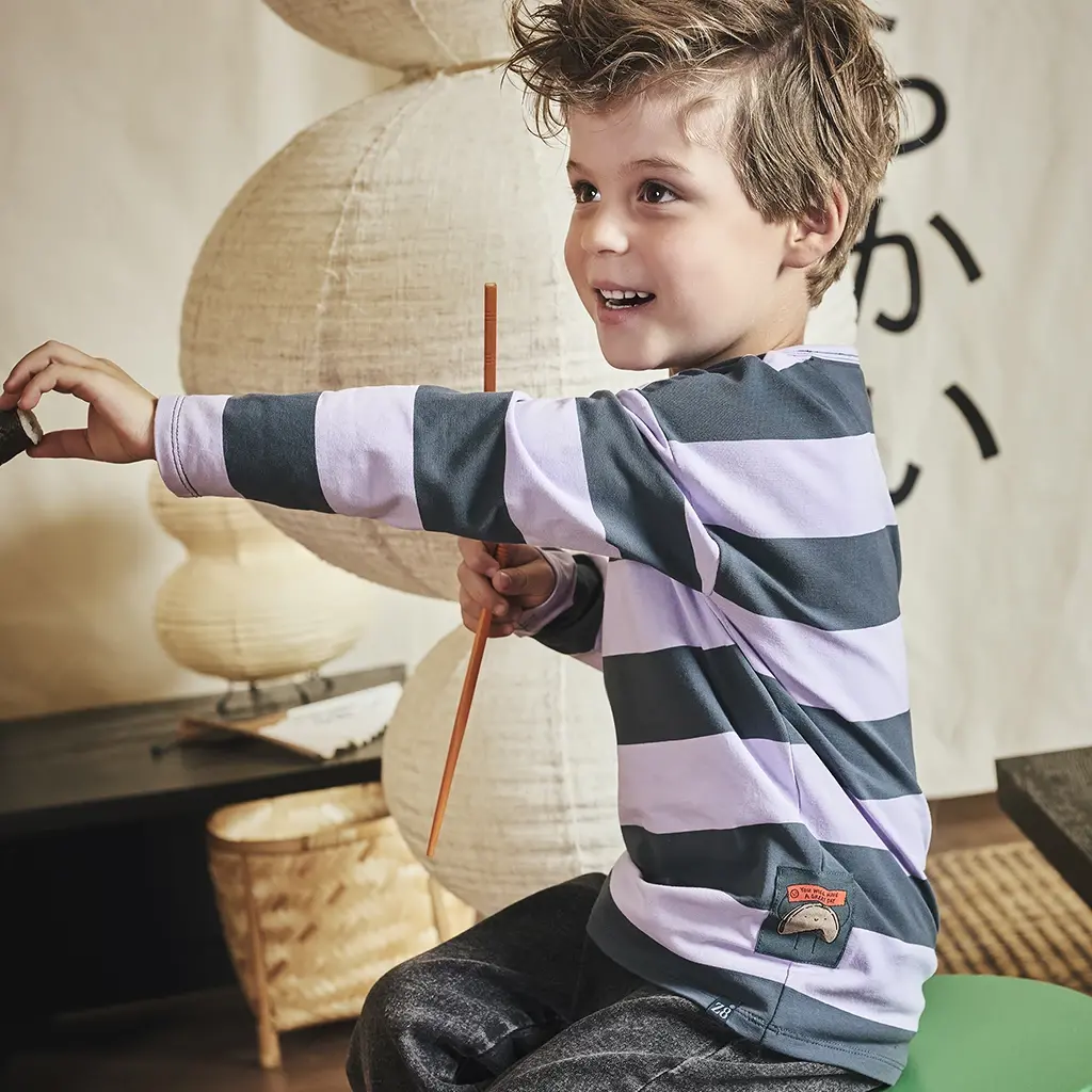 Longsleeve streep Isaac (seafoam shadow/morning violet)