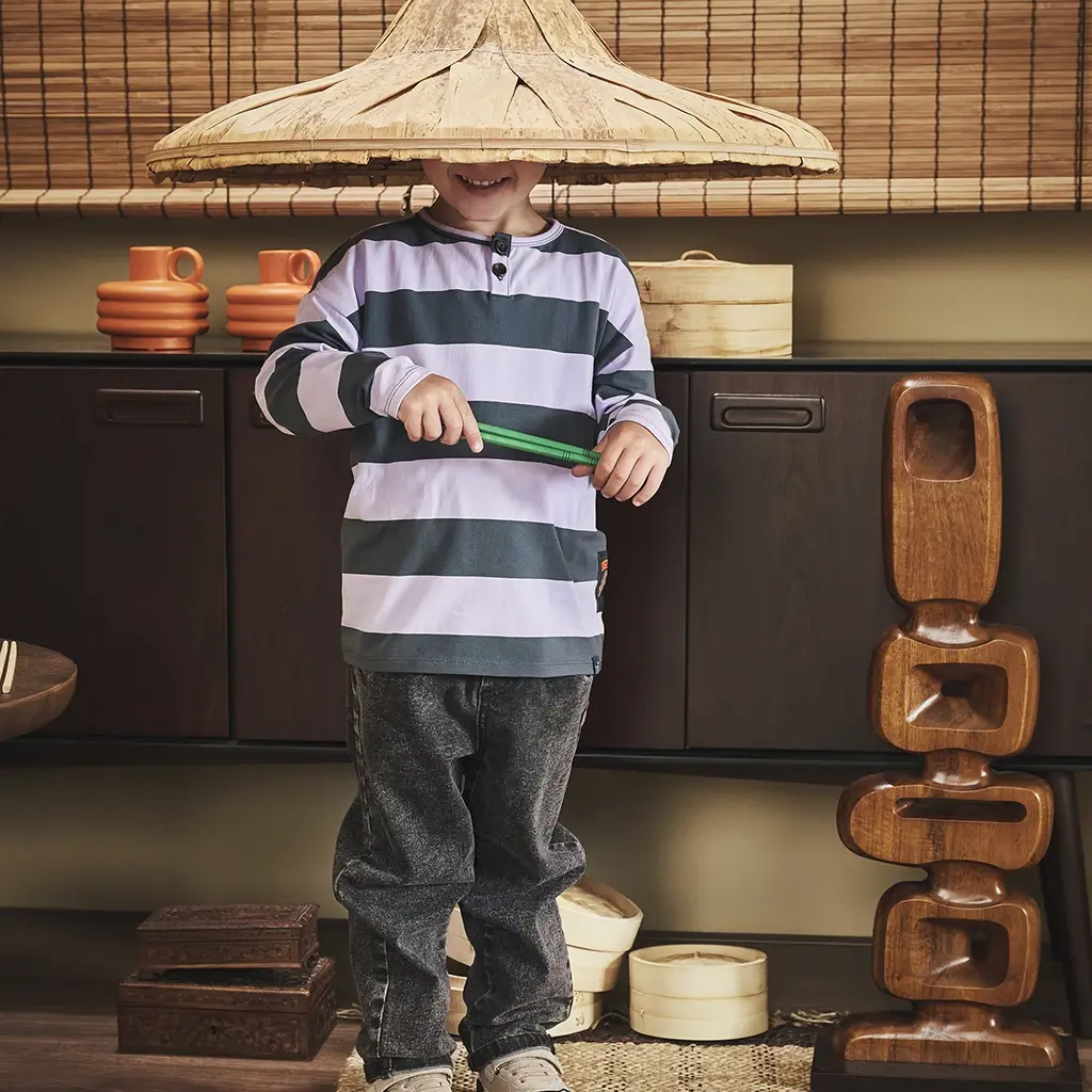 Longsleeve streep Isaac (seafoam shadow/morning violet)