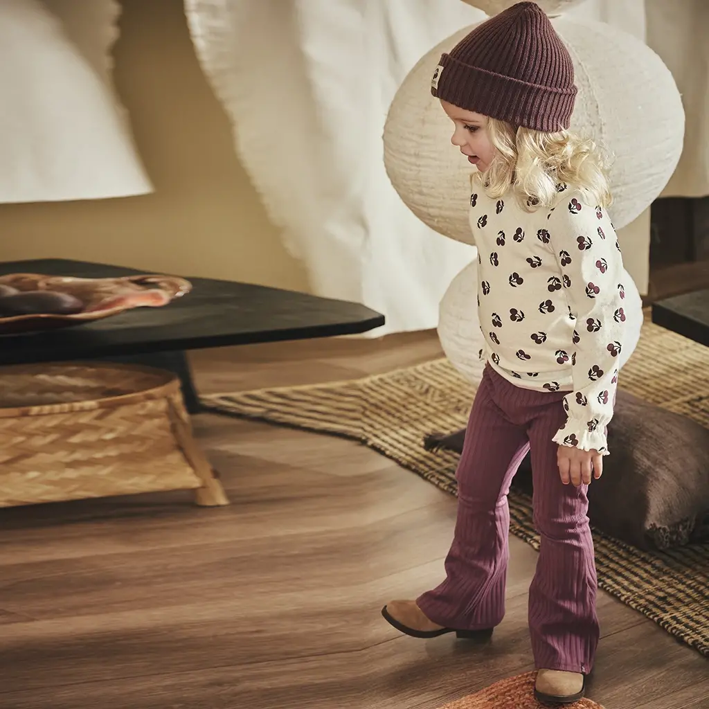 Broek FLARED rib Jolieke (spicy mauve)