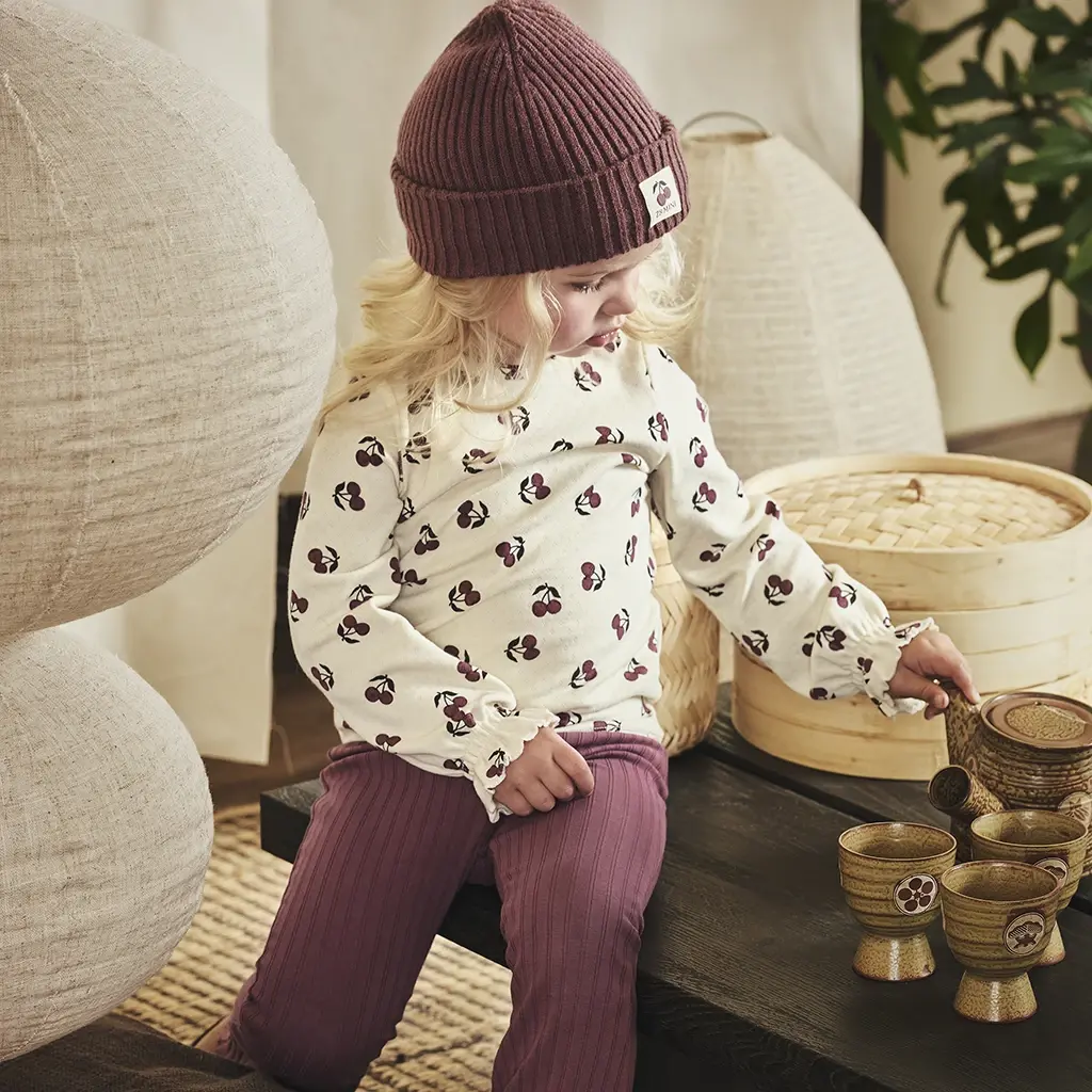 Broek FLARED rib Jolieke (spicy mauve)