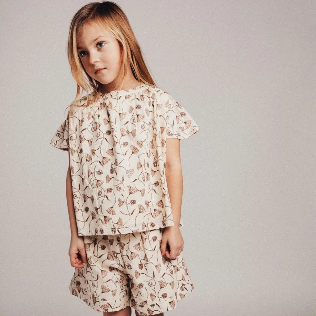 Korte broek Rosa (creme oat aop)