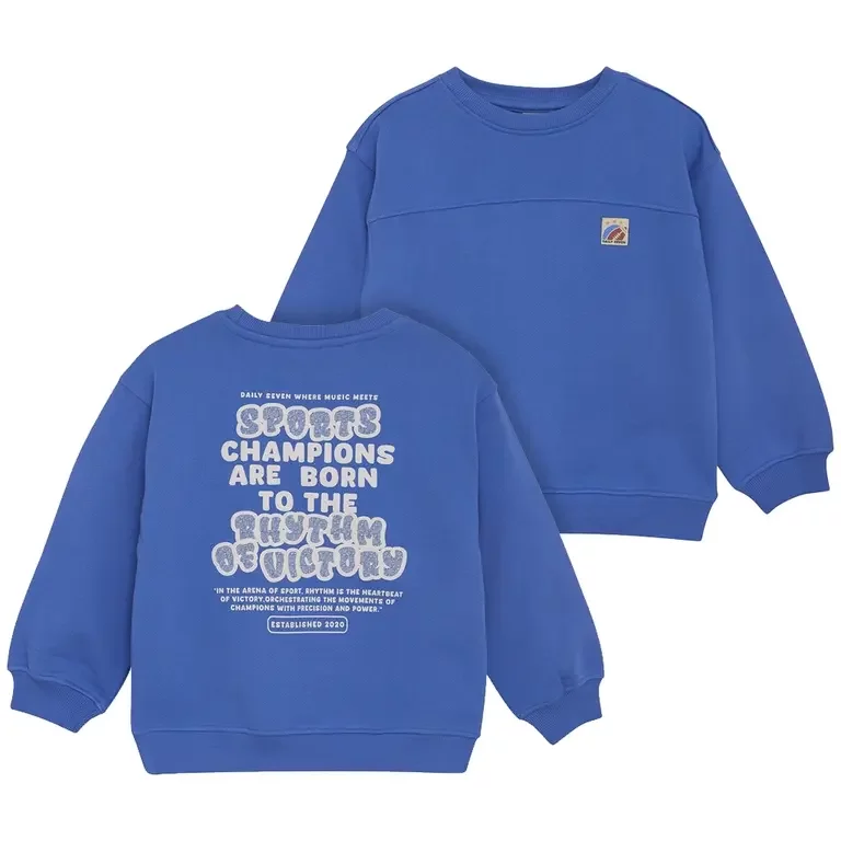 Trui oversized backprint (dusty kobalt)