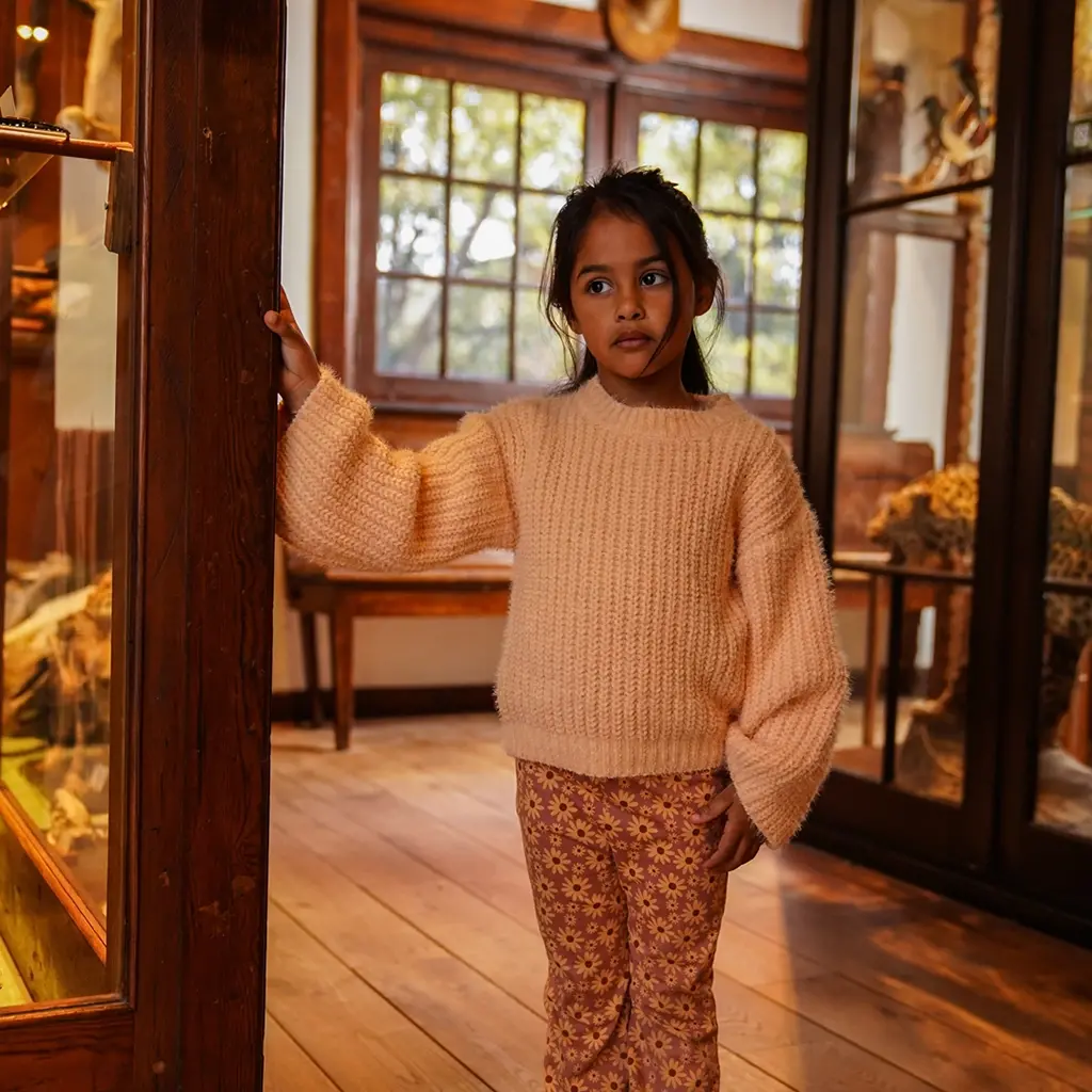 Broek flared (dark old pink)