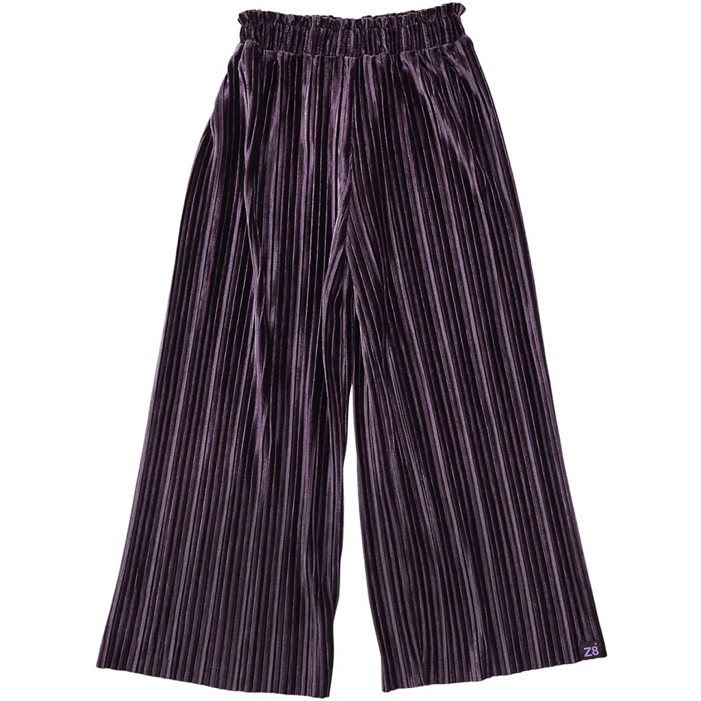 Broek WIDE FIT velvet plisse Maral (wineberry)